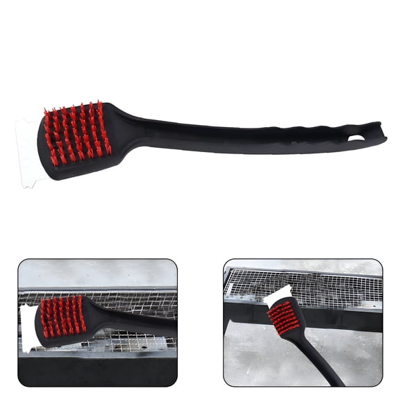 ACDANC Long Handle Safe Nylon Bristle BBQ Grill Cleaning Brush Steel Scraper Head