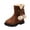 Brown, variant on Krdevn Girls Mid‑Calf Snow Boots, Bow & Pom‑pom Decor, Faux Suede Upper, Side Zipper, Plush Lined Warm Non‑Slip Winter Boots,Brown