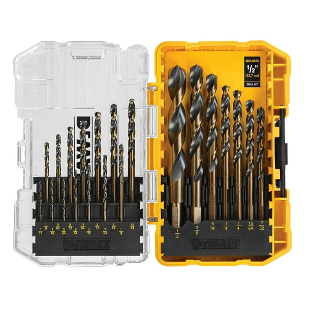 Juego de brocas Dewalt, 21 piezas, punto dividido de 135 grados, hélice de 31 grados, revestimiento de óxido negro para plástico, madera y metal (Dwa1181)