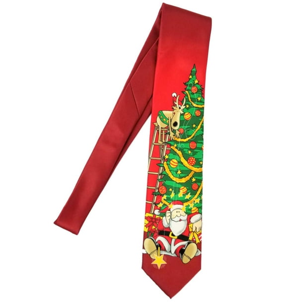 Noel - Men's Red Christmas Santa Tree Neck Tie Holiday Necktie ...