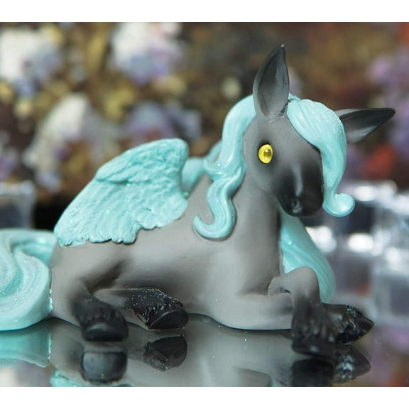 Ebros Whimsical Fairy Tale Pegasus Horse Figurine Shelf Decor (Aqua Blue Delphi)