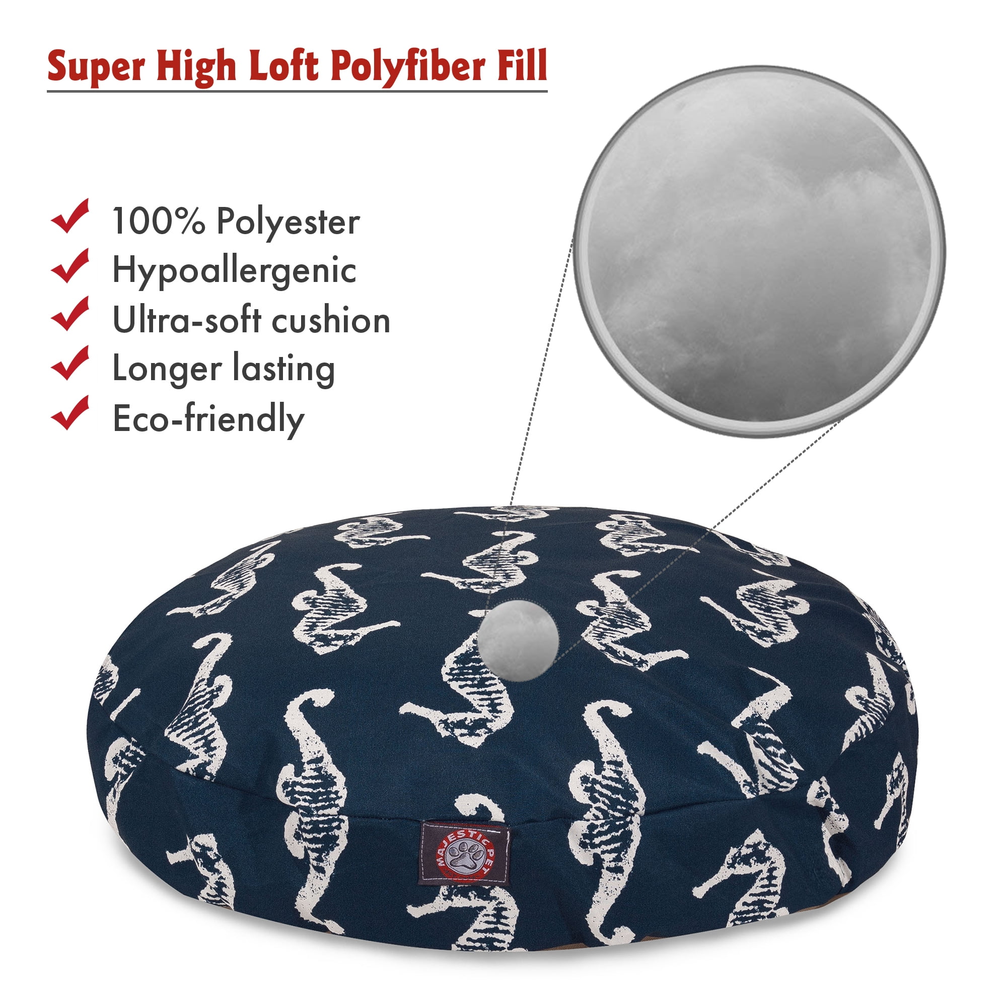 Majestic Pet | Sea Horse Round Pet Bed For Dogs, Removable Cover, Navy, Large