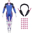 thumbnail image 3 of Overwatch-Disfraz de Cosplay de Dva para mujer, mono ajustado, peluca, auriculares, pistola, accesorios, tatuaje, pegatinas, traje, fiesta, Zentai Cos, 3 of 6