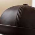 thumbnail image 4 of Hsqqdc Men PU Leather Brimless Docker Cap Retro Worker Sailor Skull Beanie Rolled Cuff, 4 of 4