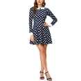 thumbnail image 1 of Vestido A Línea de Manga Larga con Cuello Peter Pan para Mujeres INSPIRE CHIC XL Azul Marino, 1 of 7