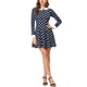 thumbnail image 1 of Vestido A Línea de Manga Larga con Cuello Peter Pan para Mujeres INSPIRE CHIC, por encima de la rodilla, color azul marino, 1 of 7