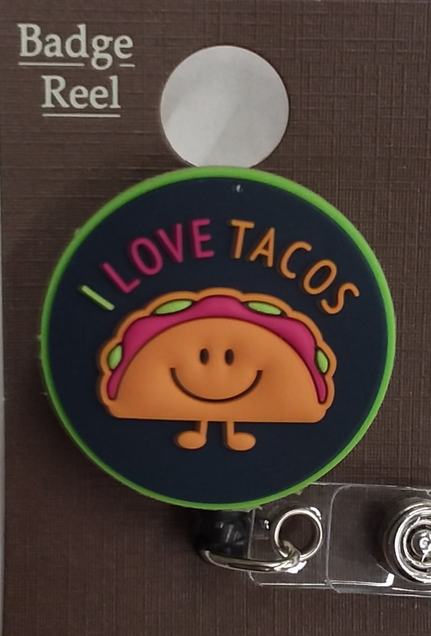 Style #5 Orange/White I LOVE TACOS ~ Retractable Reel ID Badge Holder Style #5 Orange/White I LOVE TACOS ~ Retractable Reel ID Badge Holder