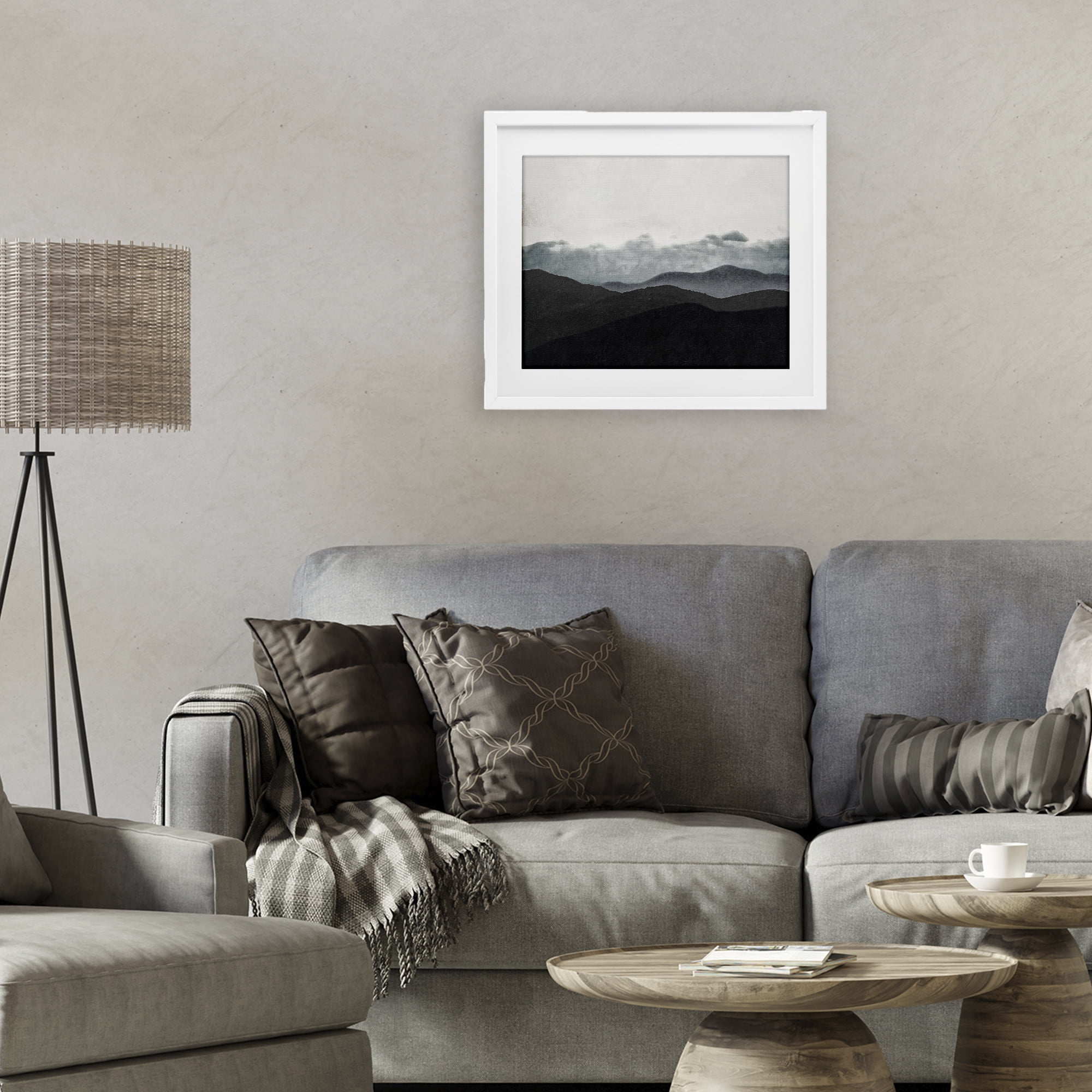 Stupell Industries Layered Foggy Hills White Framed Print Under Glass, design by Elizabeth Medley