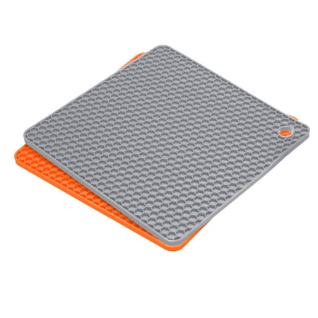 

Uxcell Silicone Trivet Mats 2pcs Square Hot Pan Pads Hot Pot Holder Drying Mat for Kitchen Counter Orange Light Gray