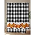 thumbnail image 4 of Fall Shower Curtain Pumpkin Shower Curtains for Bathroom Thanksgiving Decor, Waterproof Polyester Shower Curtain Set with Hooks, Standard Size 72" x 72" Maple Leaves Black White Plaid, 4 of 6