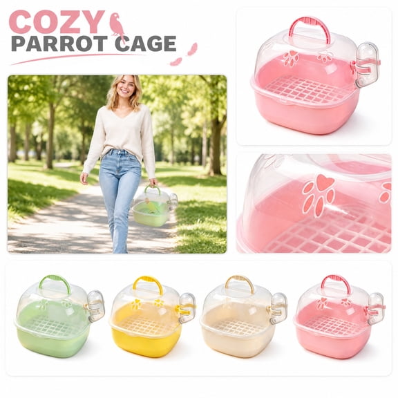 Small Animal Travel Carrier, Portable Bird Cage with Clear Panoramic View, Outdoor Carrier for Parrots, Hamsters, Guinea Pigs, Vet Visits & Car Travel, 1Pack Green