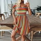 thumbnail image 5 of Vestido de Manga Corta para las Mujeres, V-Cuello Estilo Bohemio Impresión Empalme Rodilla Vestido de Longitud, Casual, 5 of 9