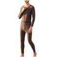 thumbnail image 4 of Long Sleeve Shirts for Men Mens Wool Shirt Solid Graphene Wool Fall Winter Outdoor Casual Underwear Suit, 4 of 9