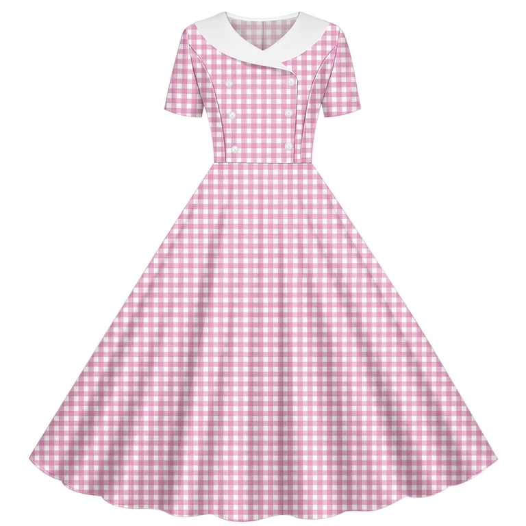 pink gingham swing dress Pink and White Gingham Bobbi Swing Dress Pink House Boutique