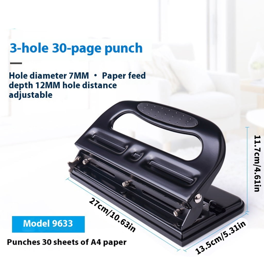 Adjustable 3 Hole Punches 30 Sheet Capacity Labor Saving Paper Punching Machine