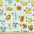thumbnail image 2 of Cartoon Fabric by the Yard, Various Animals with Their Letters Alphabet Back to School Theme, Decorative Upholstery Fabric for Chairs & Home Accents, White Pale Taupe and Orange by Ambesonne, 2 of 5