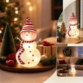thumbnail image 5 of Ywbawe Lighted Glass Snowman Figurine Warm LED Glowing Statue with Knit Hat Scarf Battery Operated Christmas Tabletop Home Decoration, 4.13x8.26 Inch, 5 of 7