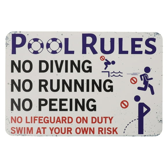 Swimming Pool Rules Sign Metal Pool Sign Wall Decor Pool Rules Sign for Outdoor Swimming Pool Poster