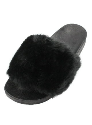 Black Fur Slides 🖤