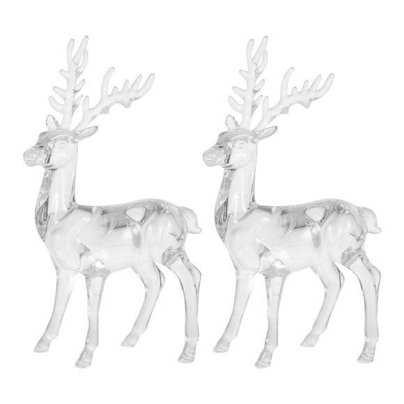 adornos navideños de reno acrílicos, figuras de ciervo transparentes para árbol de Navidad, adornos de alce de cristal, colgantes para chimenea navideña, mesa.