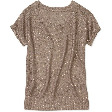 Women's Sequin Crochet Sweater Tee