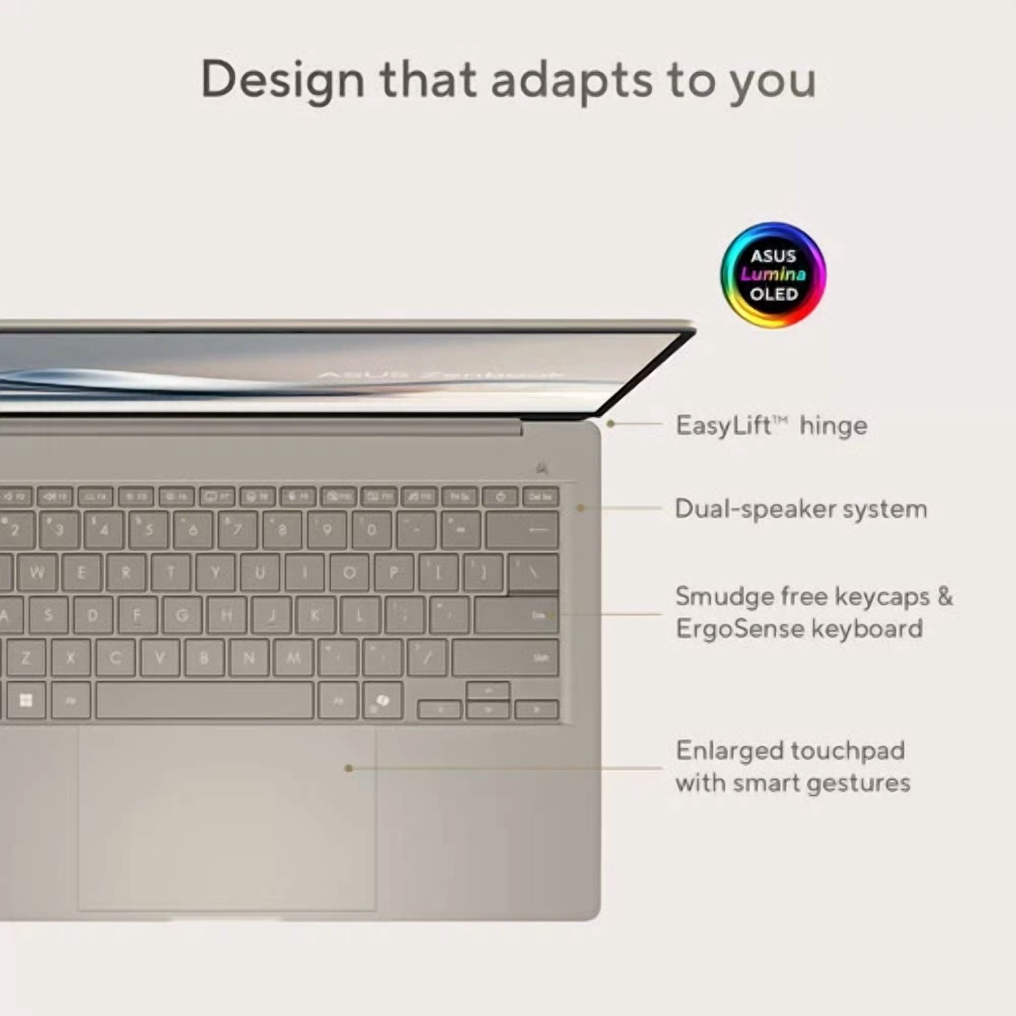 Asus Zenbook A14 14" Laptop, Qualcomm Snapdragon X Plus X1P-42-100, 16GB RAM, 512GB SSD, Windows 11 Home, UX3407QA-X1P512