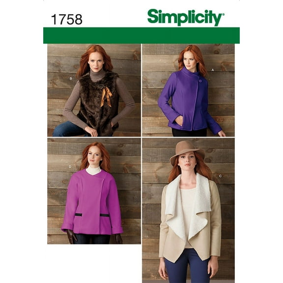 Simplicity Misses' Size 16-24 Jacket & Vest Pattern, 1 Each