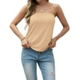 thumbnail image 5 of JWD Women's Floral Tube Tops Casual Summer Backless Strapless Top Sleeveless Bandeau Tanks Shirt Khaki XL, 5 of 5
