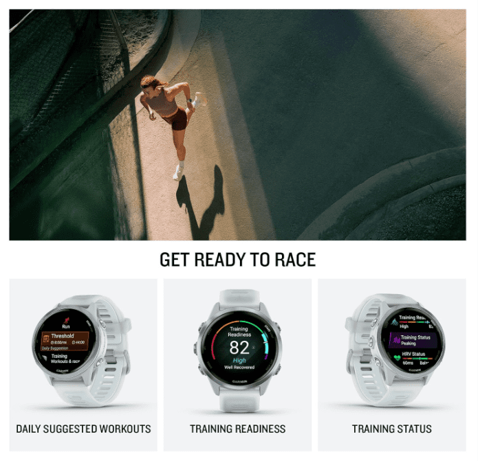 Garmin Forerunner 570 42mm Advanced GPS Running & Triathlon Smartwatch AMOLED Display Training & Recovery Cloud Blue Aluminum w/Translucent Whitestone/Cloud Blue Band w/Wearable4U WHT EarBuds Bundle