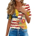 thumbnail image 6 of Enjoytime Women's Plus Size Tops 4Th Of July Printed V-Neck Button Short Sleeve T Shirts Casual Plus Size Shirt, 6 of 8