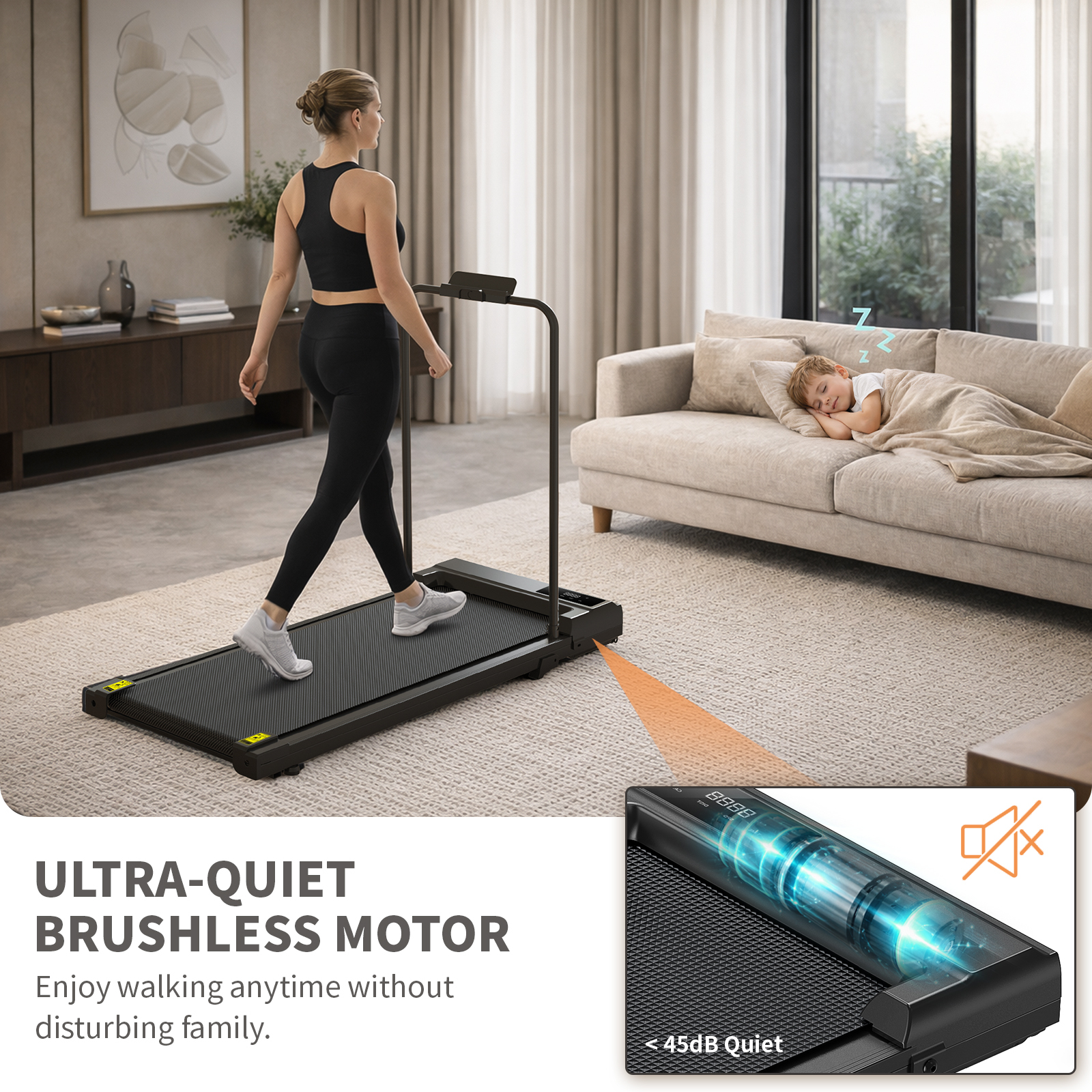 Alvantor 2.5HP Walking Pad Treadmill with Manual Incline photo 4
