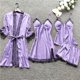 thumbnail image 4 of Ploknplq Pajamas for Women Set,Cotton Pajamas for Women Set,Lounge Sets for Women,Sleepwear Lace Robe Dress Set Pajamas Nightdress Silk,Silk Pajamas for Women,Cute Pajama Sets for Women Purple 3XL, 4 of 4