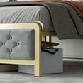 thumbnail image 6 of Simzone Golden Full Size Bed Frame Upholstered Bed Frame with Button Tufted Headboard Heavy Duty Metal Easy Assembly,No Box Spring Needed, Gray, 6 of 7