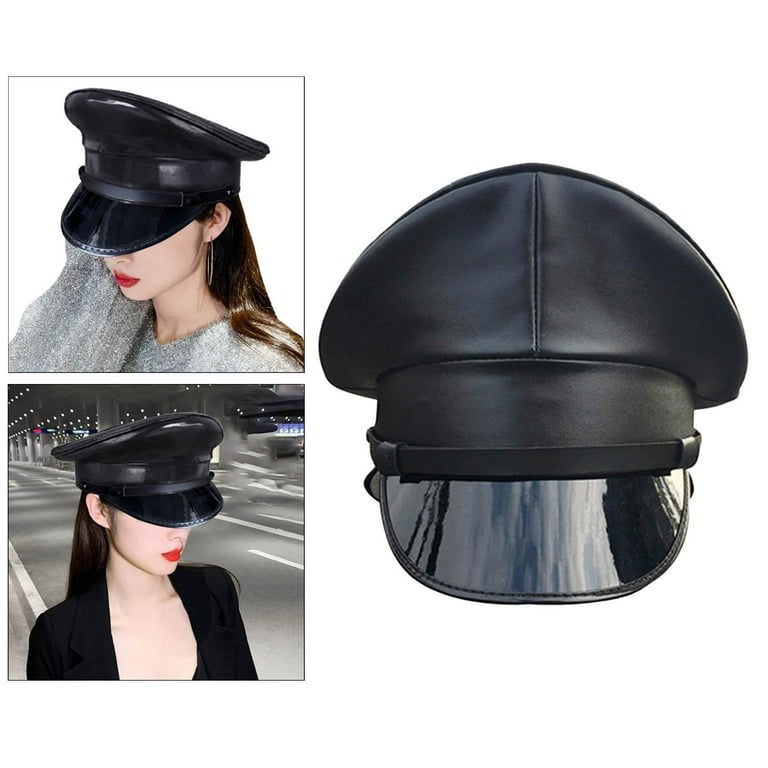 Hat Peaked Hat Officer Hat Deluxe Props Artificial Hat for Performance Black 57