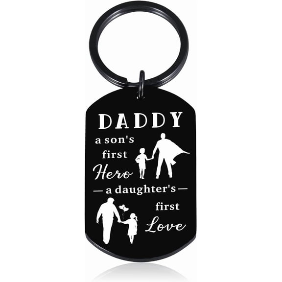 Dad Keychain from Daughter Son, Fathers Day Birthday Gifts for Dad Father, Big Daddy, My Father The Hero, Novelty Dads Keychain, Cool Dads Gifts Ideas, Step Daddy Gift, Husband Gift from Wife