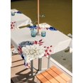 thumbnail image 3 of Square Outdoor Tablecloth with Umbrella Hole Independence Day Table Cloth Waterproof Patio Table Cover Blue White Blossom Flowers Vintage Beige Zipper Tablecloths for Picnic Camping 54x54 Inch, 3 of 8