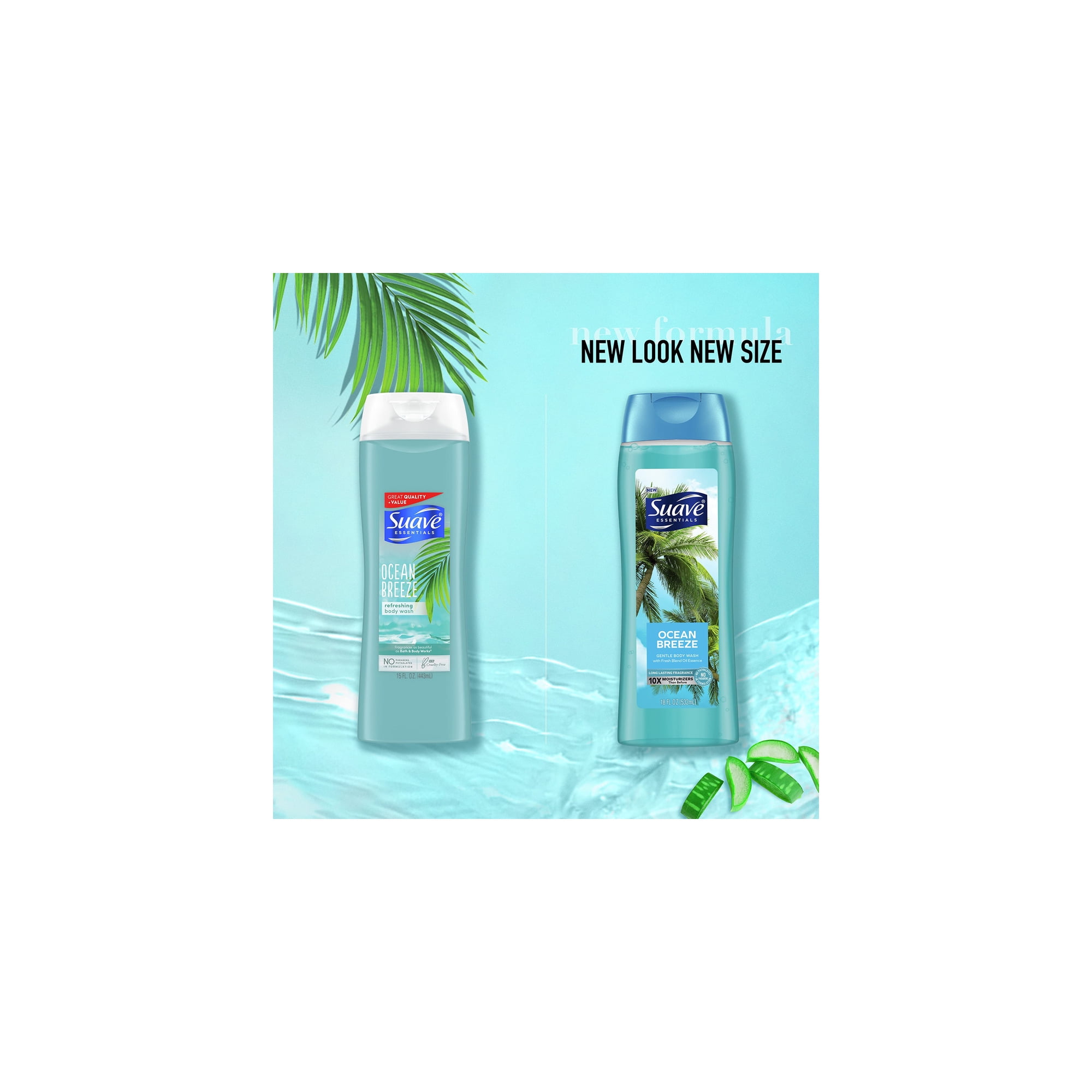 Suave Essentials Ocean Breeze Refreshing Body Wash 18 fl oz (Pack of 3)