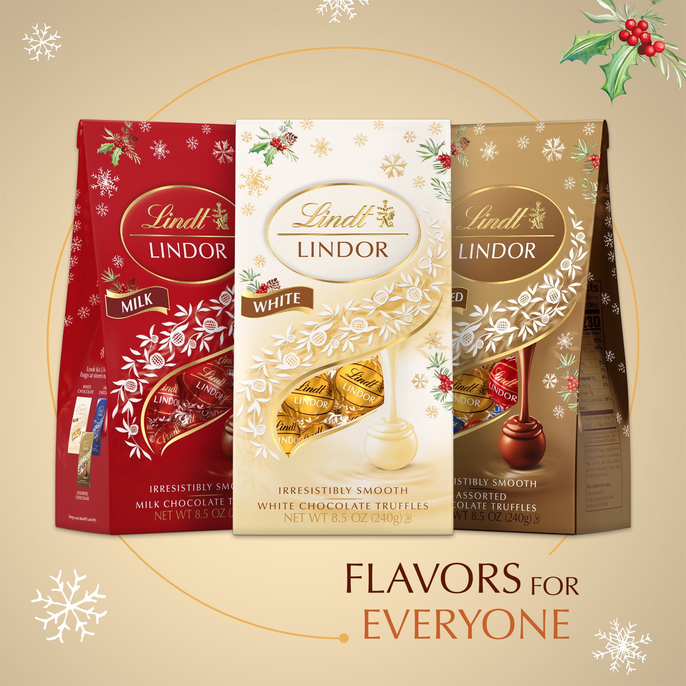Lindt LINDOR ホリデー ホワイト チョコレート ペパーミント トリュフ 720g / 25.4 オンス 60個 Lindt LINDOR ホリデー ホワイト チョコレート ペパーミント トリュフ