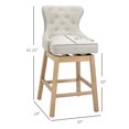 thumbnail image 2 of Demifill 2-Piece Upholstered Fabric Bar Height Bar Stools, 180° Swivel Nailhead-Trim Pub Chairs, 30 inch Seat Height with Rubber Wood Legs, White, 2 of 7