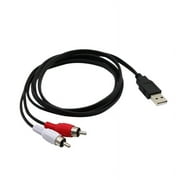 1.5m USB A Male to 2x RCA Phono Male AV Cable Lead PC TV Aux Audio Video Adapter