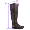 thumbnail image 2 of Women's Back Lace Side Zipper Knee High Casual Flat Heel Boots Shoes ( Brown, 10), 2 of 5