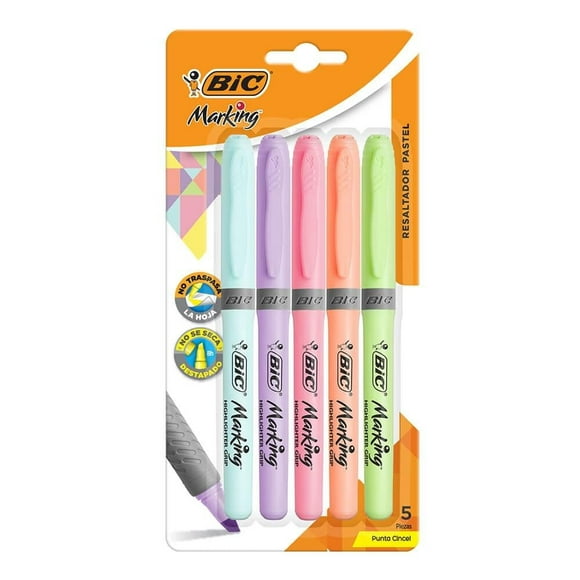 Marcador BIC Marking Punta Cincel Colores Pastel 5 Piezas