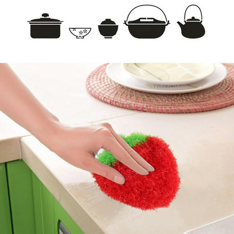 iOPQO Cleaning Supplies Tools Cleaning Towels Strawberry Acrylic Polyester  Wipes Dishwashing Silk Cloth Cleaning Brush Kitchen Gadgets