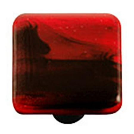Black Swirl Brick Red Square Glass Cabinet Knob Black Post