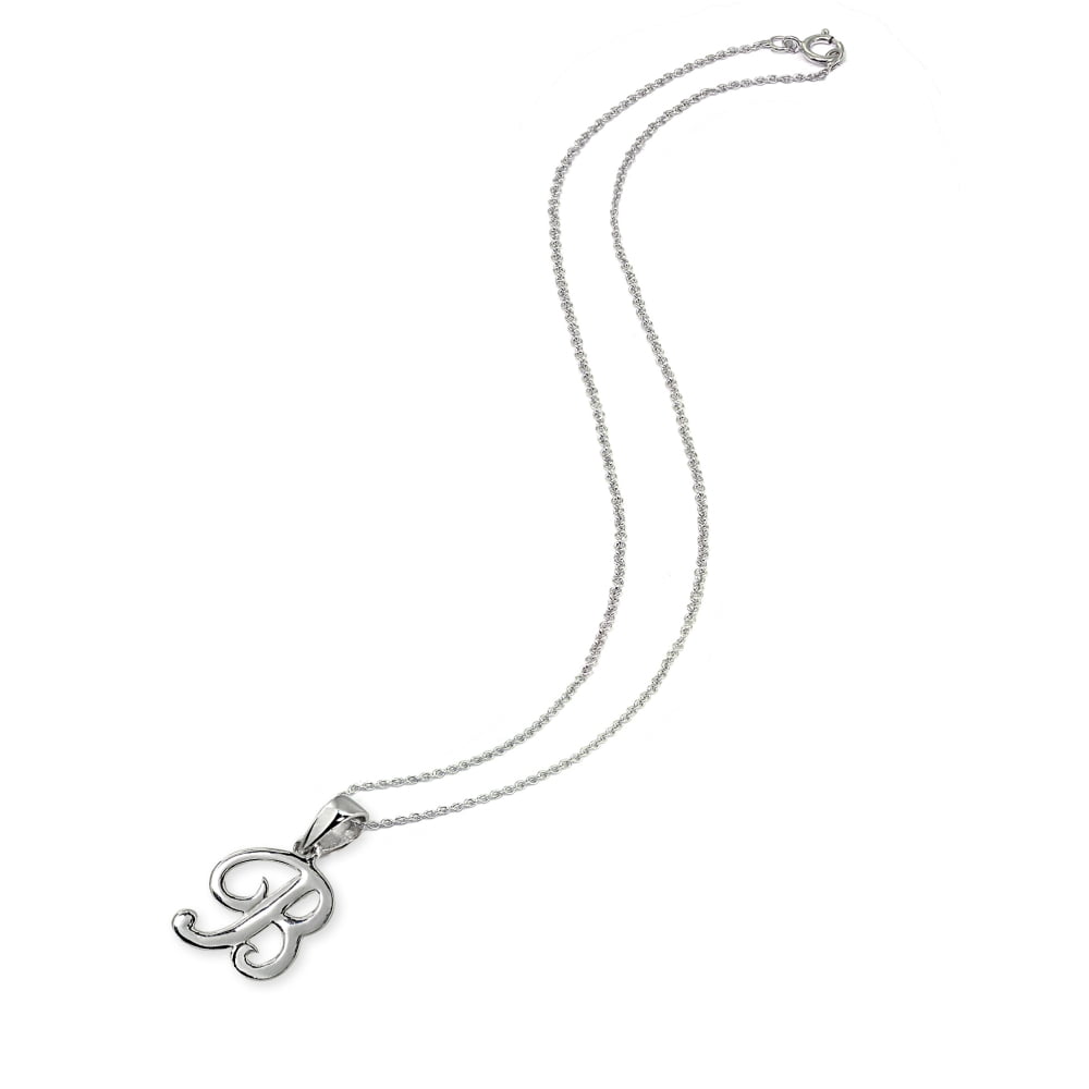 B Letter Initial Alphabet Name Personalized 925 Sterling Silver Pendant Necklace