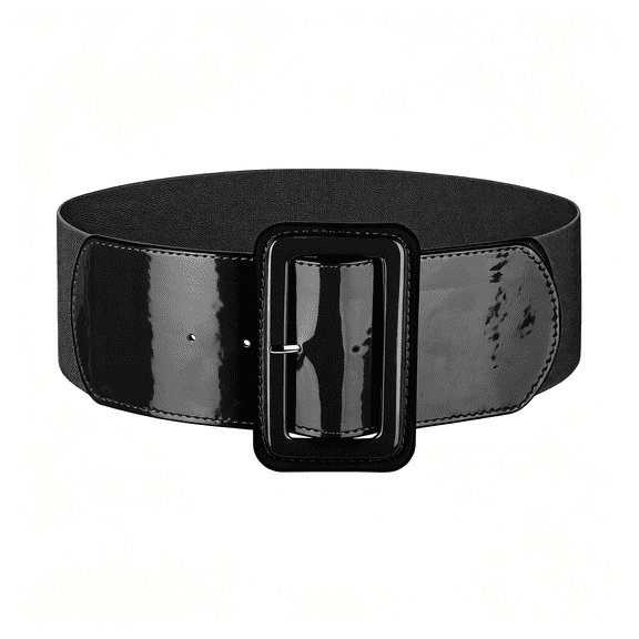TELOLY Women Wide Stretchy Belt Vintage Elastic Waist Belt for Dresses Fashion Ladies Waist Belt with Patent Square Buckle