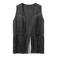 thumbnail image 4 of Dpytoraw Male New Tassel Deer Skin Velvet Buttonless Mid Length Vest Vest Vest Jacket, 4 of 4