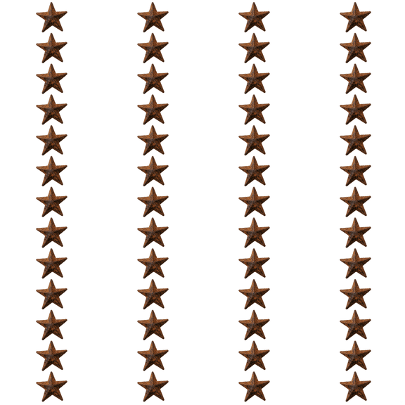 52 Pcs Rusty Metal Stars, 1 Inch / 2.5 Cm Primitive Rustic Decor, Aged Texture Farmhouse Metal Accents, Small Barn Stars for Christmas DIY Crafts, Wall Rustic Home Embellishments