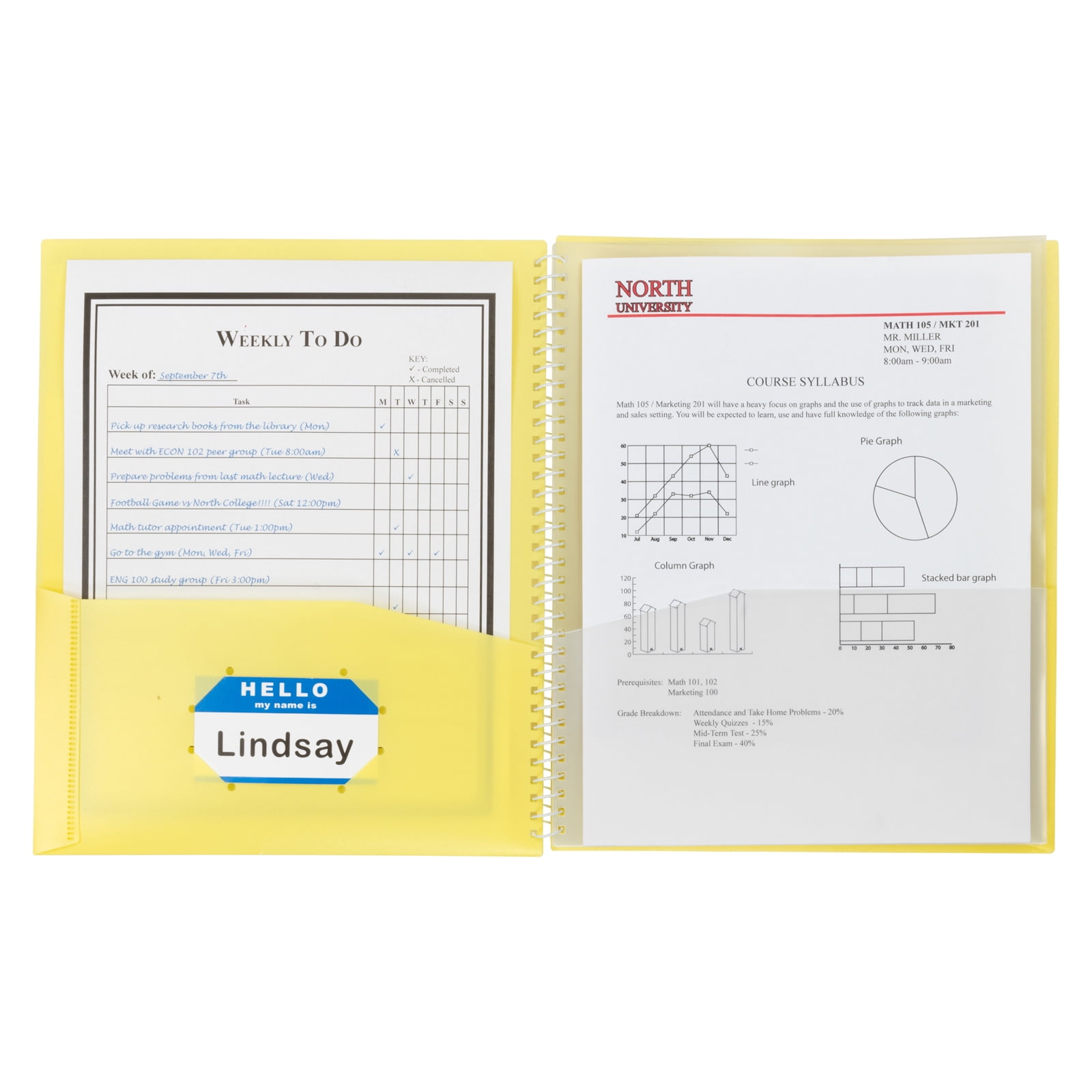 C-Line 8-Pocket Spiral-Bound Poly Portfolio, Pack of 6