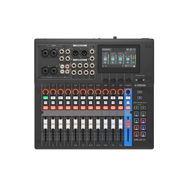 Mesa de mezclas digital Yamaha MGX12 de 18 canales con USB-C negra
